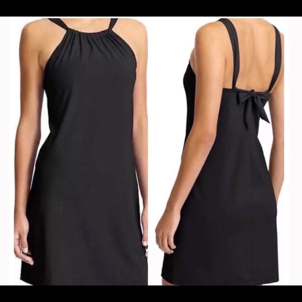 NEW ATHLETA Kokomo Black Swim Sport built in bra Dress Cover Up sz M